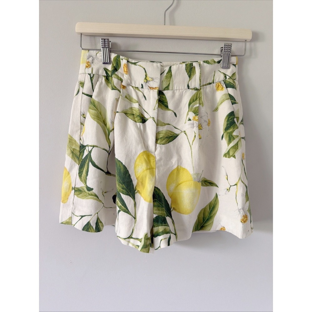 Express Women's Lemon Print Shorts Lined Size 0 Coastal Preppy Mediterranean
